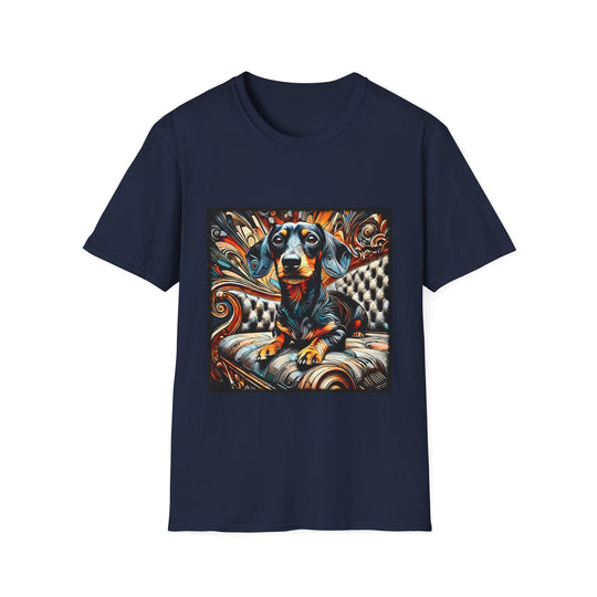 Dachshund Warm Classic design dog lover unisex t-shirt in navy