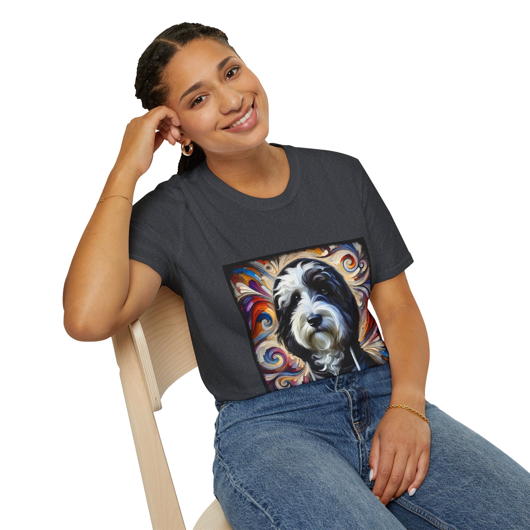 Sheepadoodle Black Hoodie Swirl | Unisex Dog T-Shirt