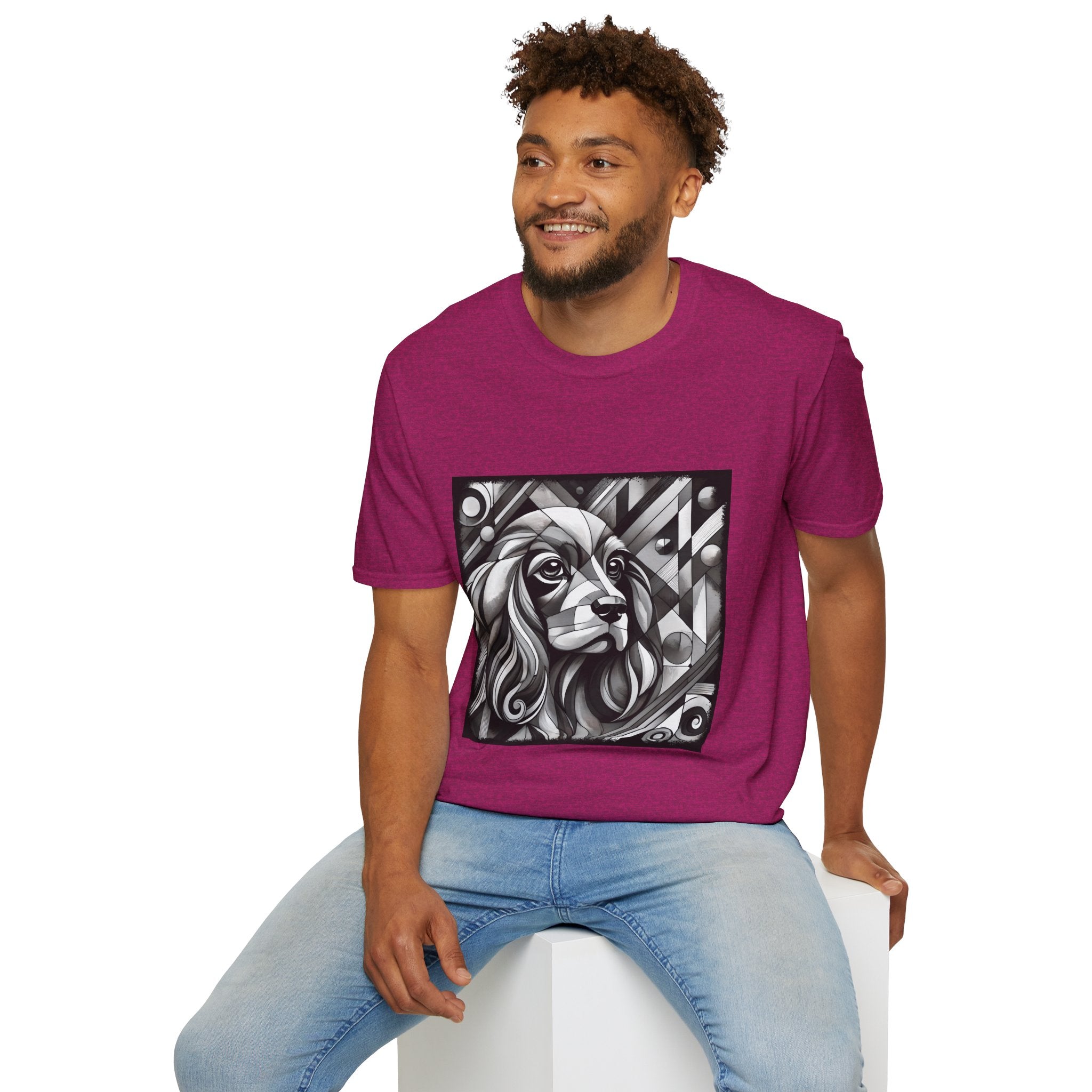 Cocker Spaniel B&W Bold Geometric | Unisex Dog T-Shirt