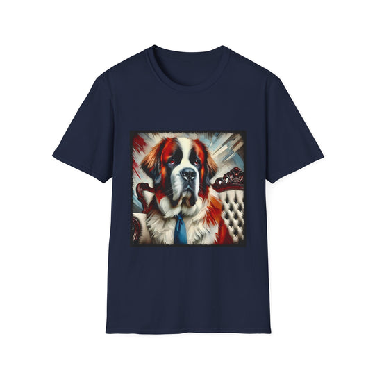 Saint Bernard Big Boss design dog lover unisex t-shirt in navy