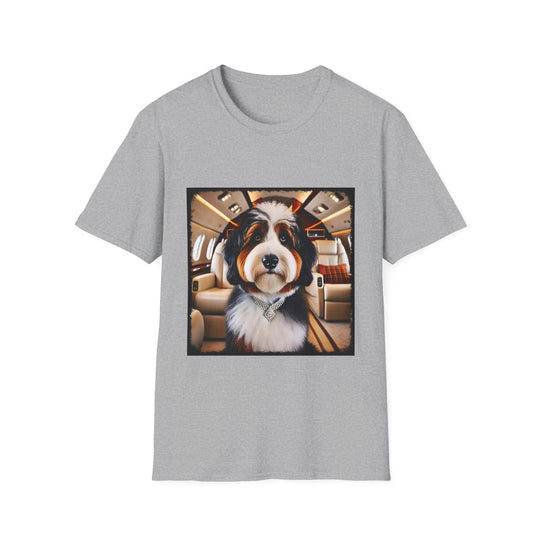Bernedoodle Jet Setter design dog lover unisex t-shirt in sport grey