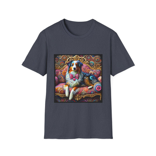 Australian Shepherd Love Swirl design dog lover unisex t-shirt in heather navy