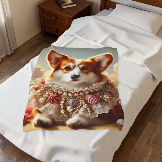 Pembroke Welsh Corgi Blanket Beach Muse Dog Lover Gift velveteen plush blanket