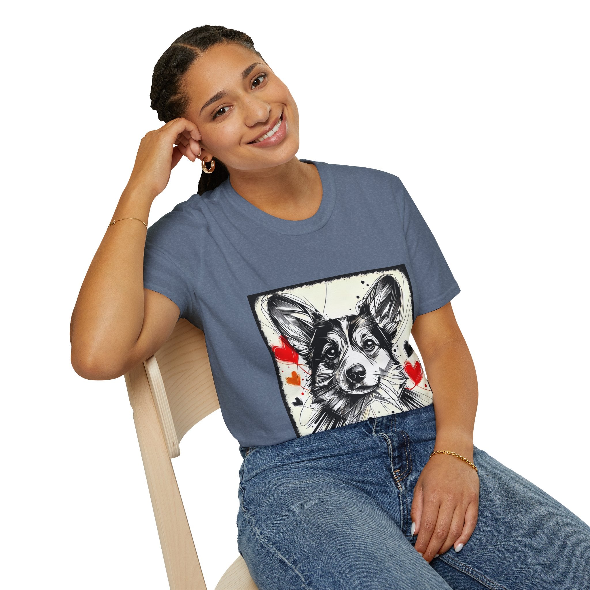 Pembroke Welsh Corgi Bold Heart Sketch | Unisex Dog T-Shirt