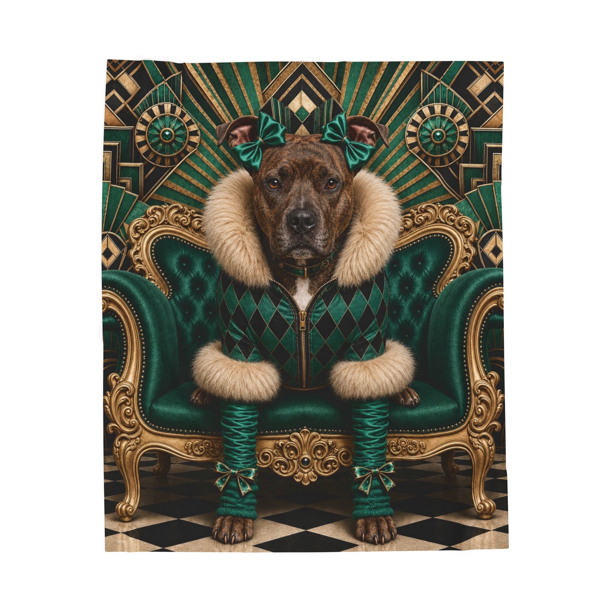 American Pit Bull Terrier Blanket – Emerald Brindle Dog Lover Gift