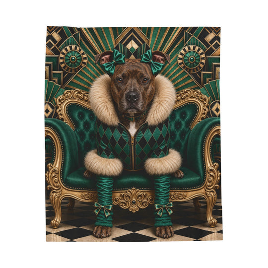 American Pit Bull Terrier Blanket – Emerald Brindle Dog Lover Gift