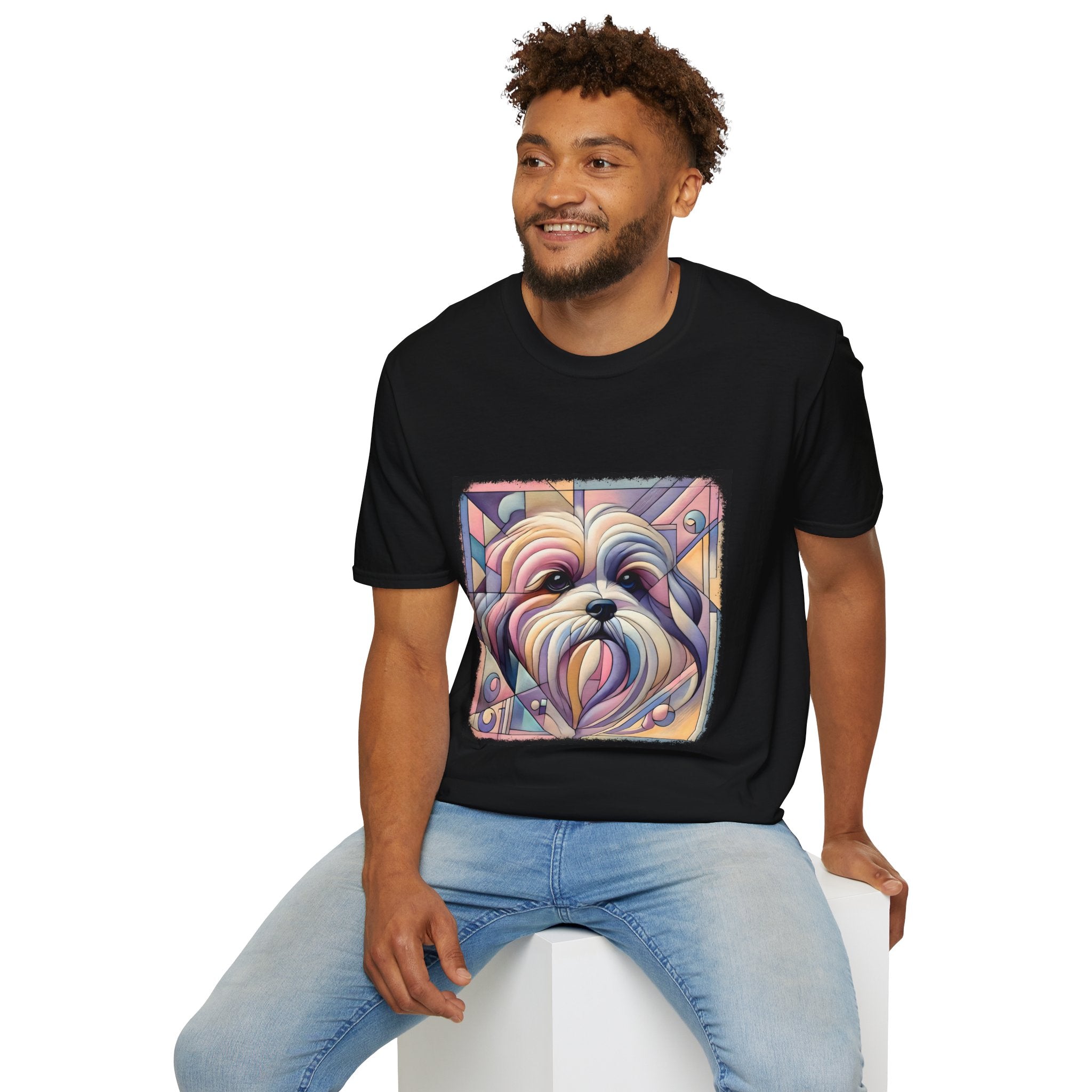 Lhasa Apso Pastel Geometric | Unisex Dog T-Shirt
