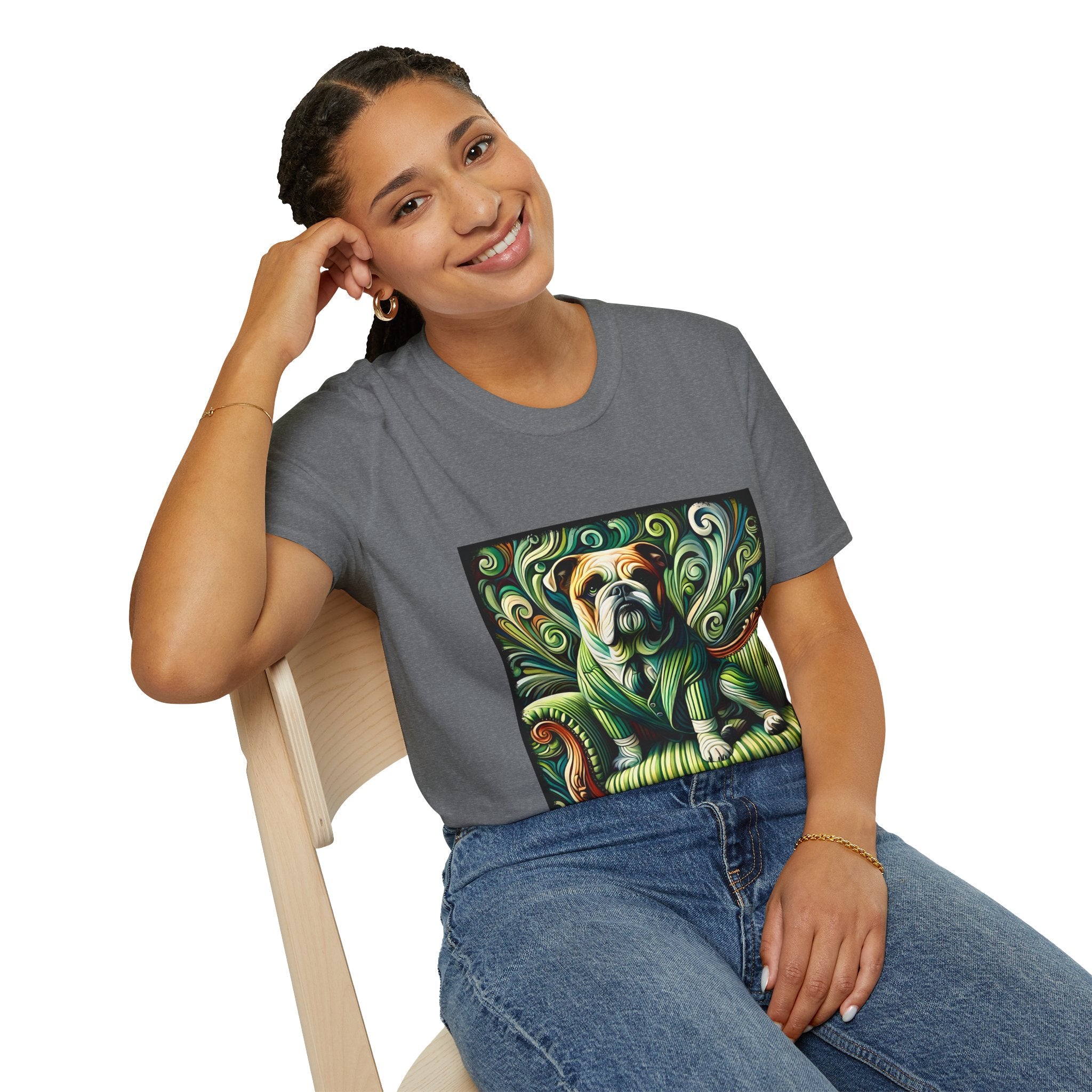 Bulldog Green Swirl | Unisex Dog T-Shirt