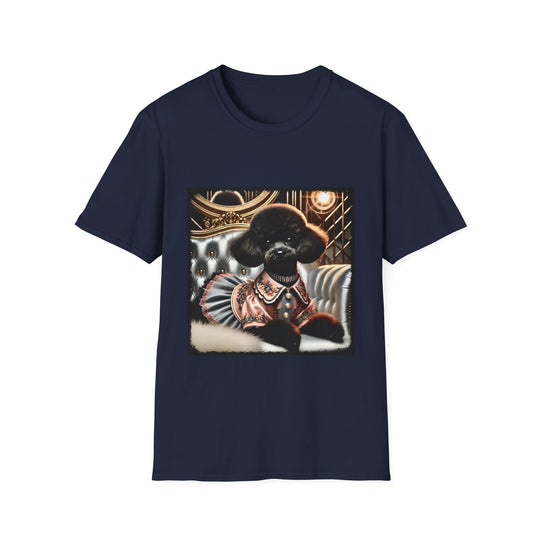 Poodle Pearl Puff design dog lover unisex t-shirt in navy