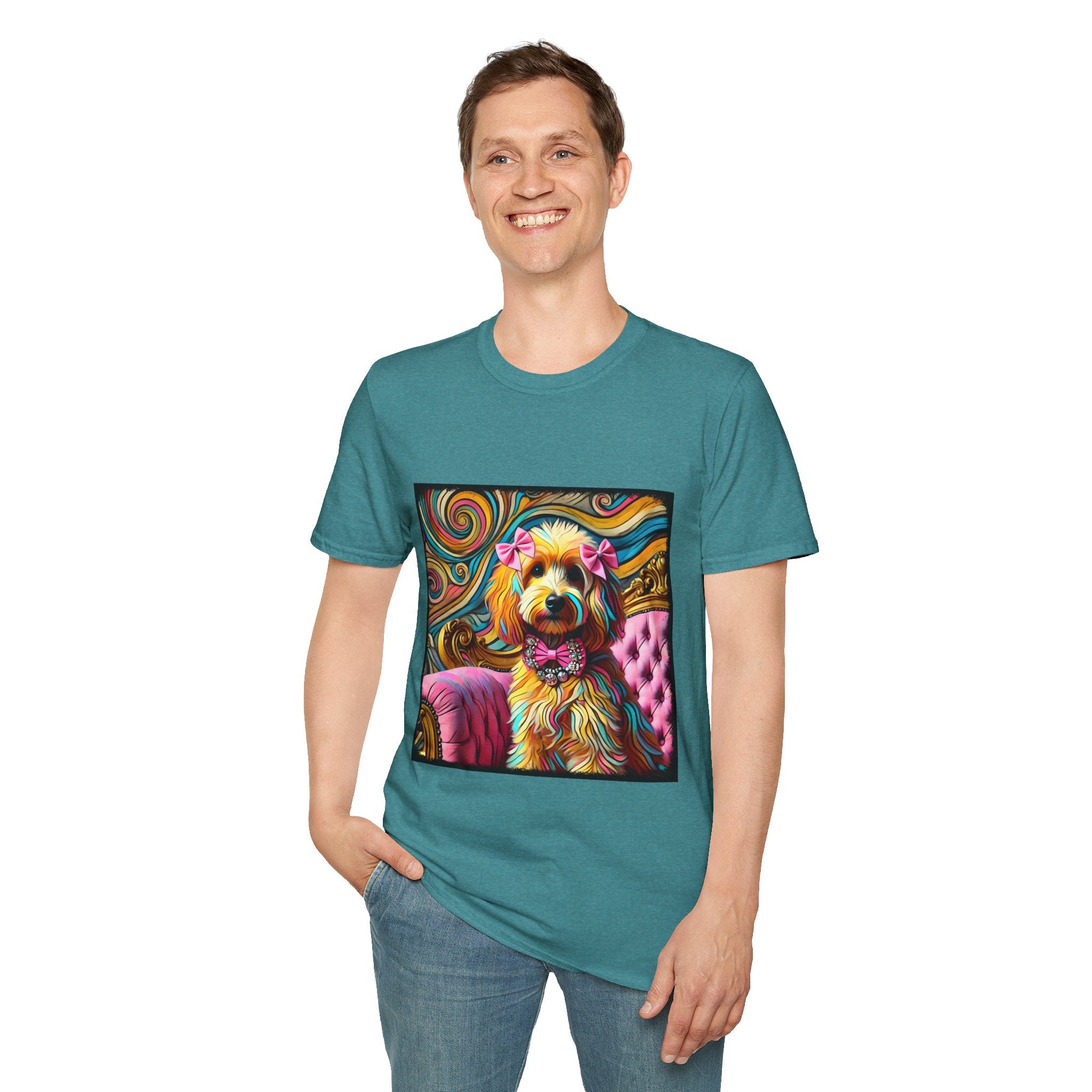 Goldendoodle Pink Diamond Bow Swirl  | Unisex Dog T-Shirt