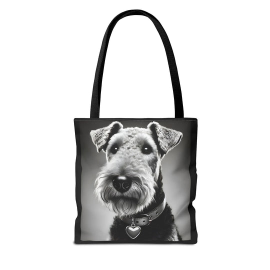 Airedale Terrier Tote Bag Heart Charm Dog Lover Gift tote bag in black