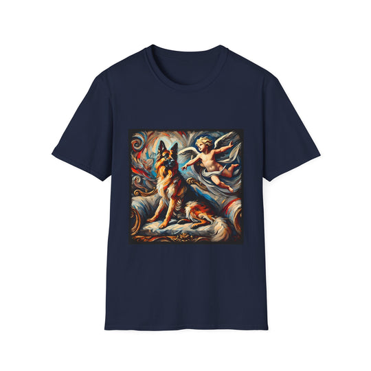 German Shepherd Divine Swirl design dog lover unisex t-shirt in navy