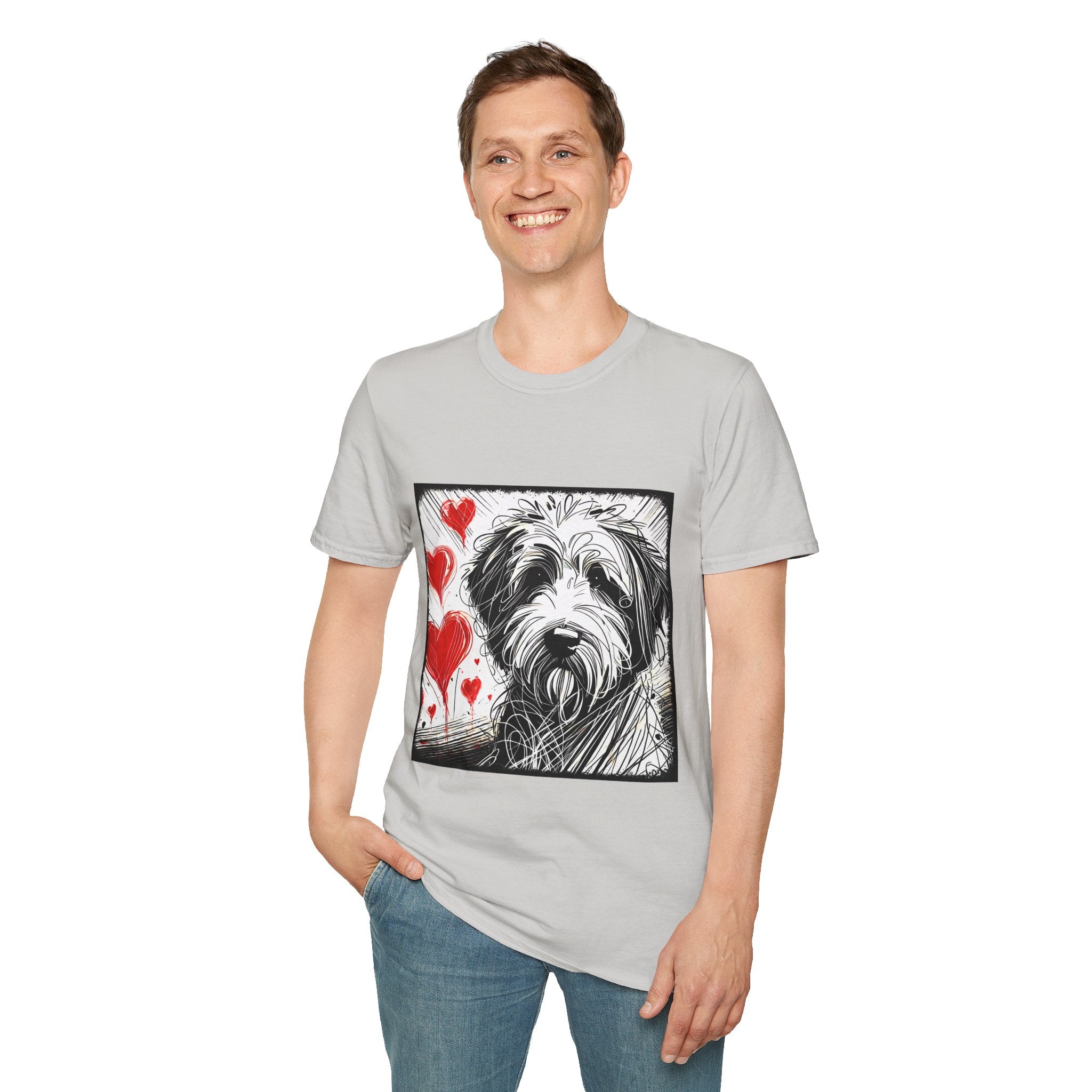 Sheepadoodle Bold Heart Sketch | Unisex Dog T-Shirt