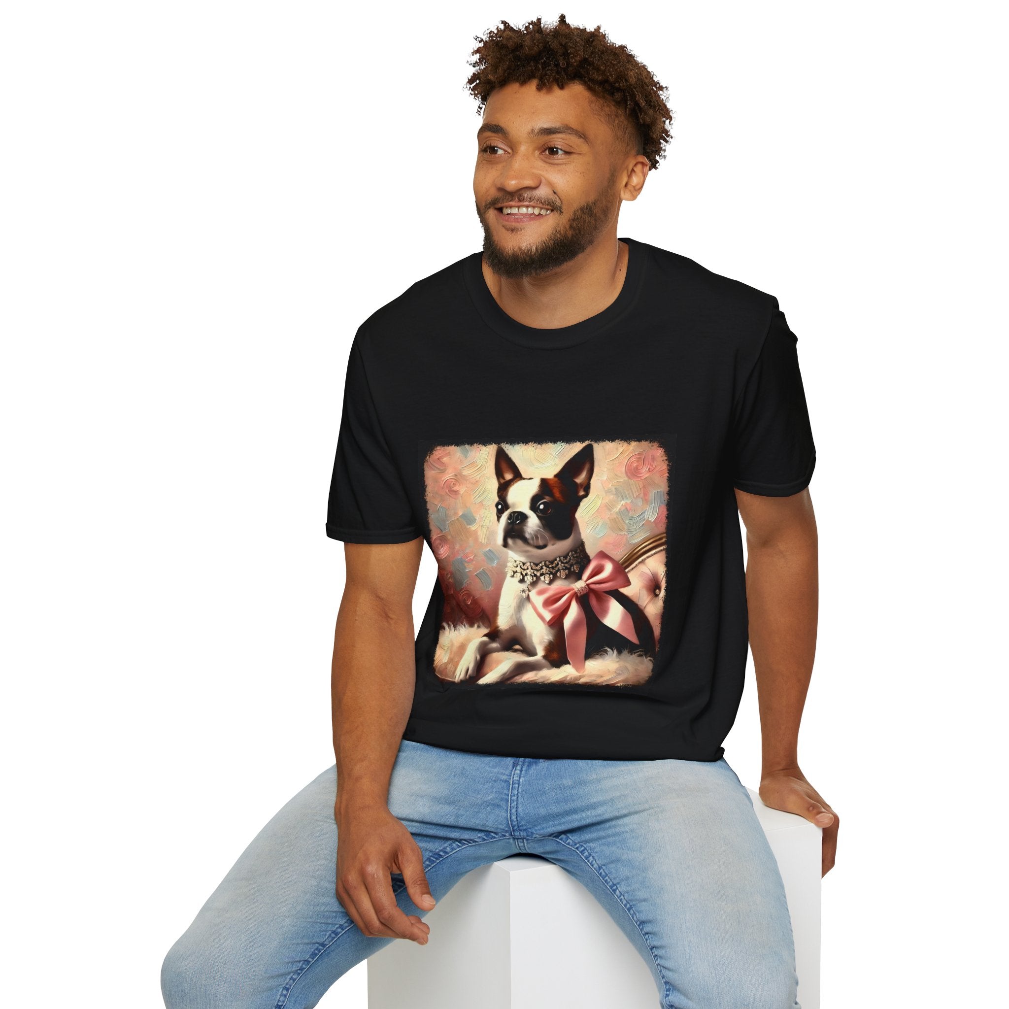 Boston Terrier Pink Bow Classic | Unisex Dog T-Shirt