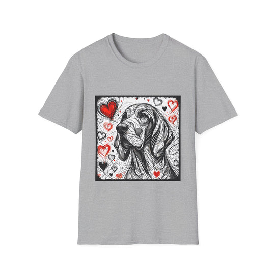 Coonhound Bold Heart Sketch design dog lover unisex t-shirt in sport grey