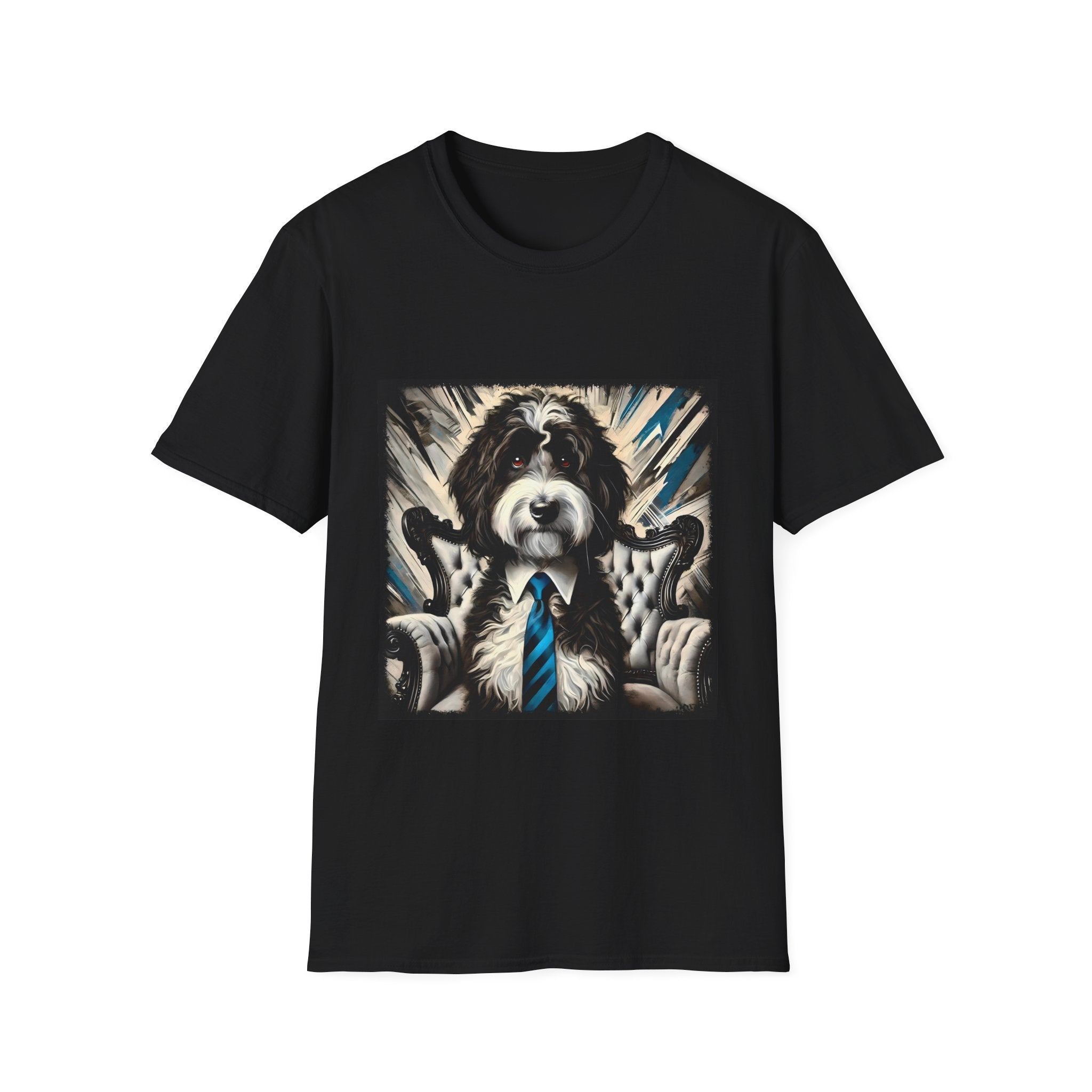 Aussiedoodle B&W Bold Tie | Unisex Dog T-Shirt