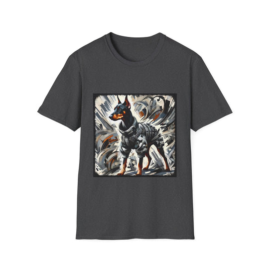 Doberman Pinscher Bold Armor Classic design dog lover unisex t-shirt in dark heather