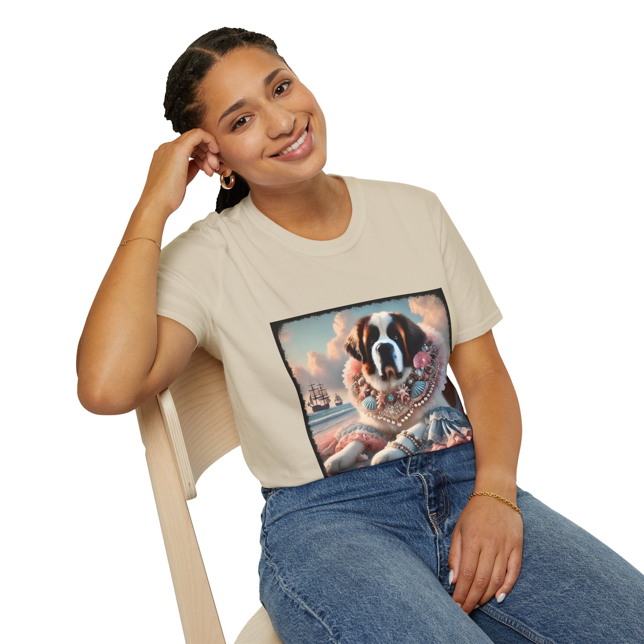 Saint Bernard Beach Beauty | Unisex Dog T-Shirt