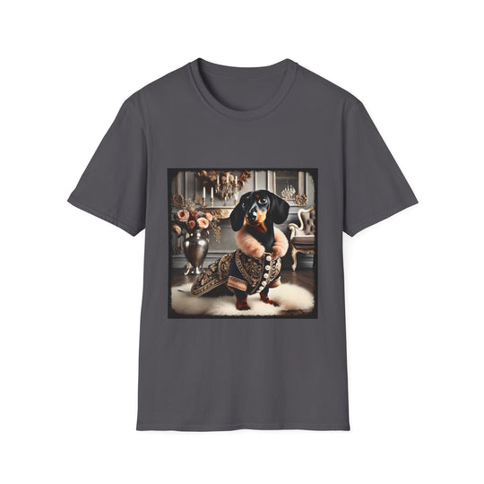 Dachshund Couture Queen design dog lover unisex t-shirt in charcoal