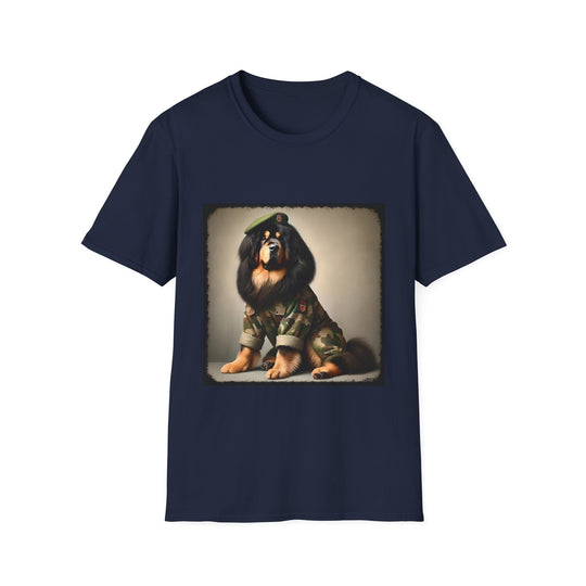 Tibetan Mastiff Camo Cutie design dog lover unisex t-shirt in navy