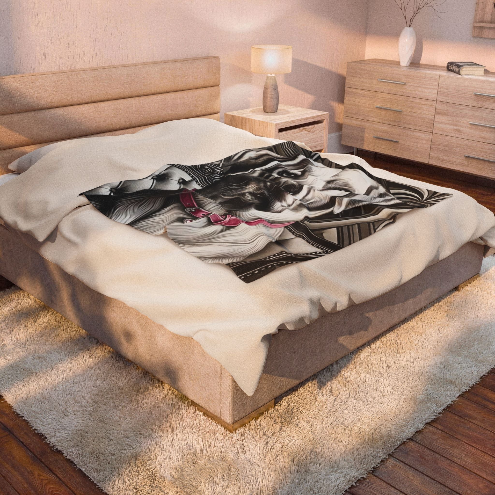 Labrador Retriever Blanket | B&W Pink Diamond Collar Dog Lover Gift