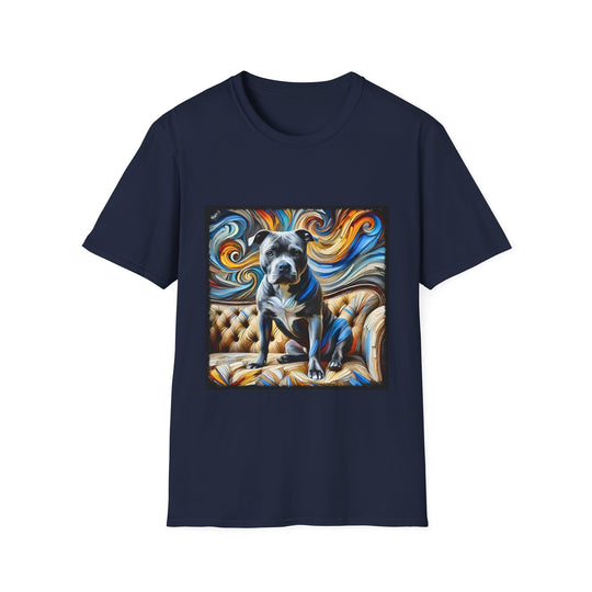 American Pit Bull Terrier Blue Swirl design dog lover unisex t-shirt in navy