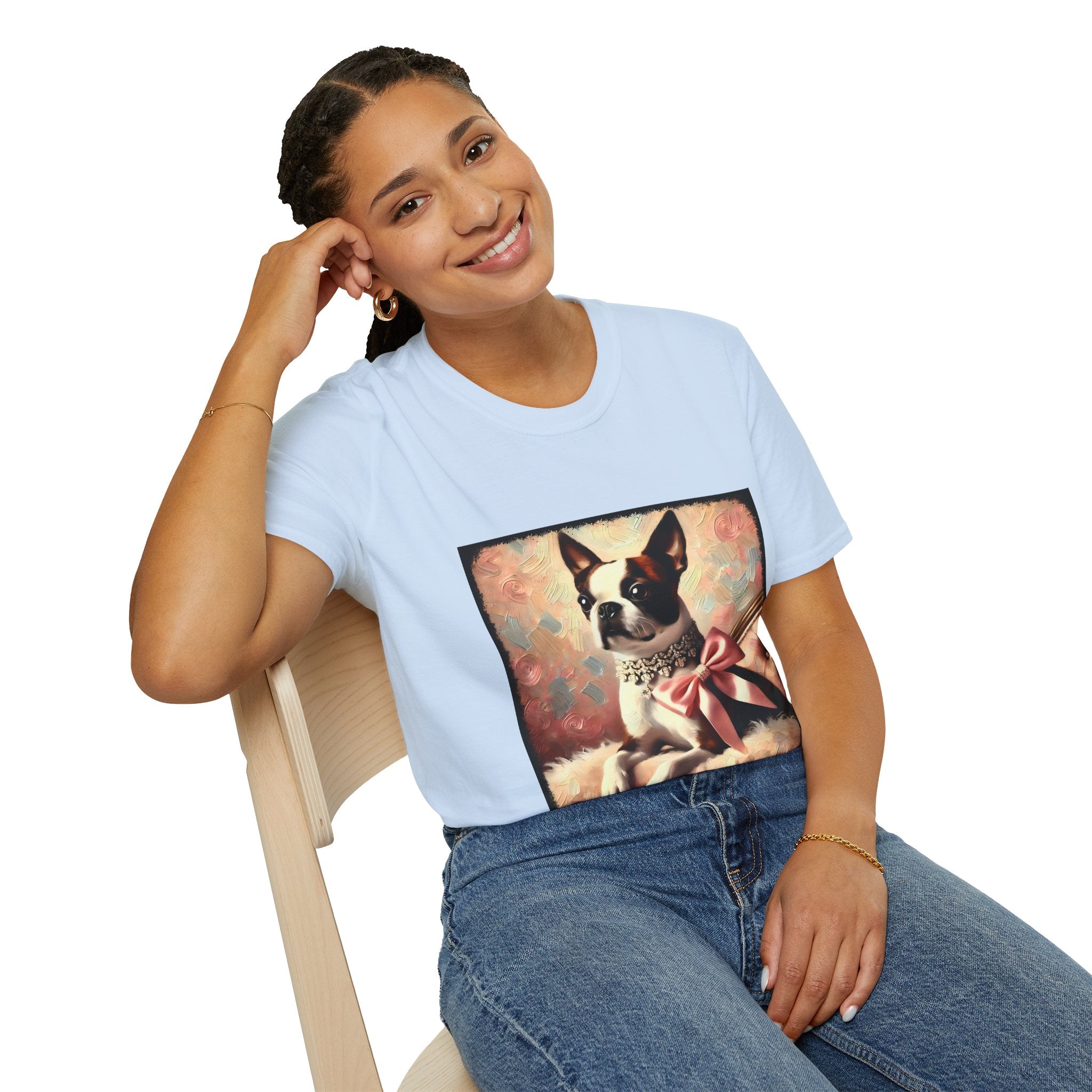 Boston Terrier Pink Bow Classic | Unisex Dog T-Shirt