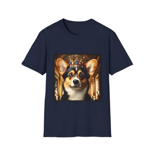 Pembroke Welsh Corgi Royal Rascal design dog lover unisex t-shirt in navy
