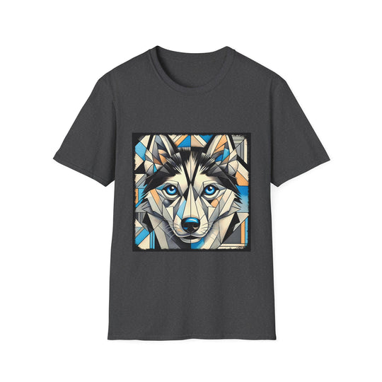 Siberian Husky Bold Geometric design dog lover unisex t-shirt in dark heather