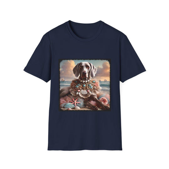 Weimaraner Beach Babe design dog lover unisex t-shirt in navy