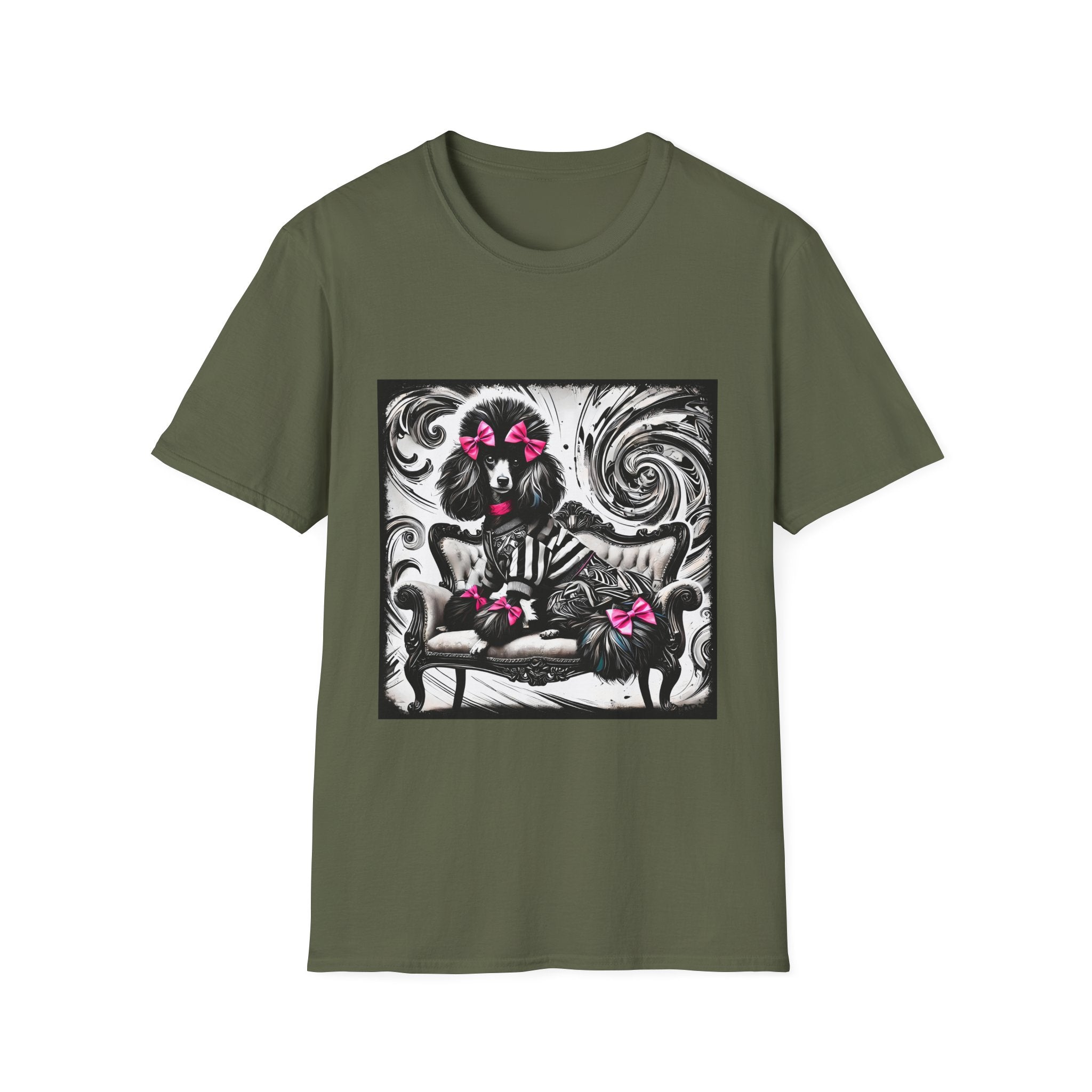 Poodle B&W Pink Bow Rocker | Unisex Dog T-Shirt