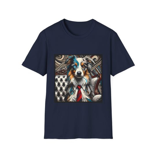 Miniature American Shepherd Bold Gentleman design dog lover unisex t-shirt in navy