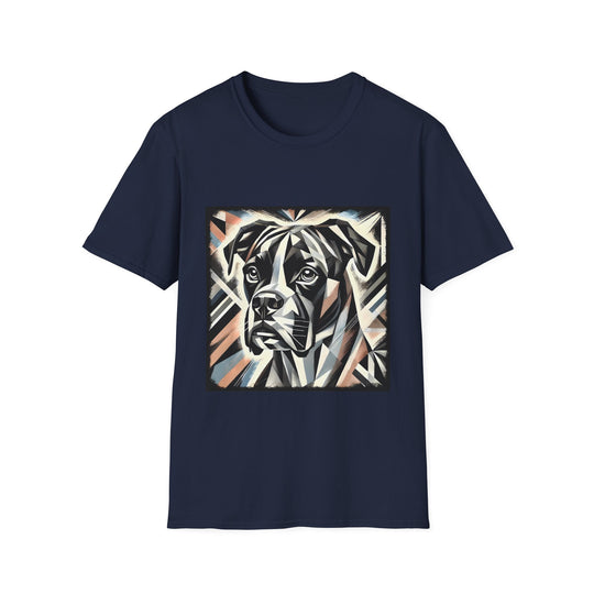 Boxer Bold Geometric design dog lover unisex t-shirt in navy