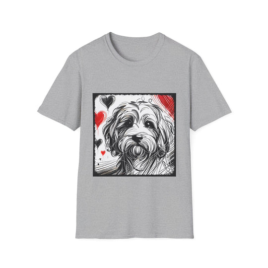 Cavapoo Bold Heart Sketch design dog lover unisex t-shirt in sport grey