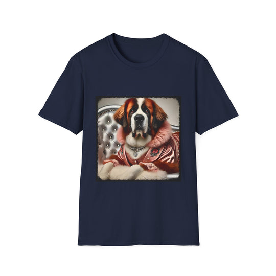 Saint Bernard Sweet Treat design dog lover unisex t-shirt in navy
