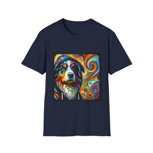 Australian Shepherd Relaxed Swirl design dog lover unisex t-shirt in navy