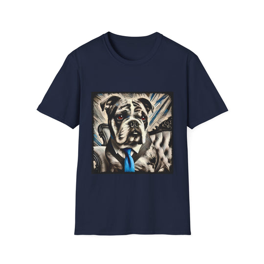 Bulldog Handsome Gent design dog lover unisex t-shirt in navy