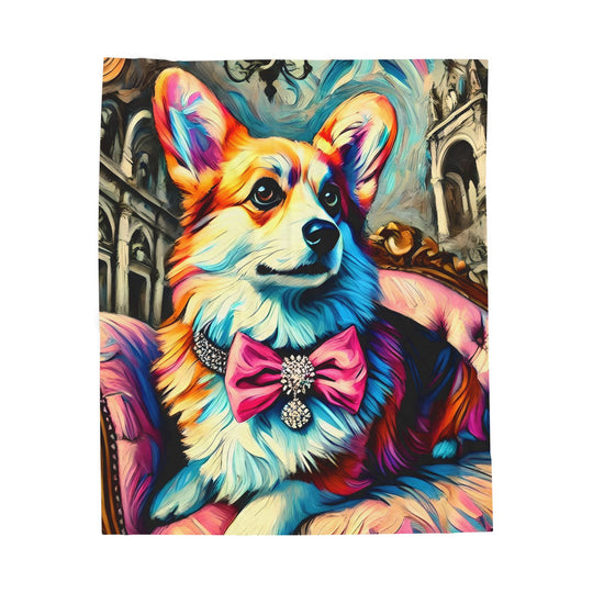 Pembroke Welsh Corgi Blanket – Diamond Princess Classic Design velveteen plush blanket