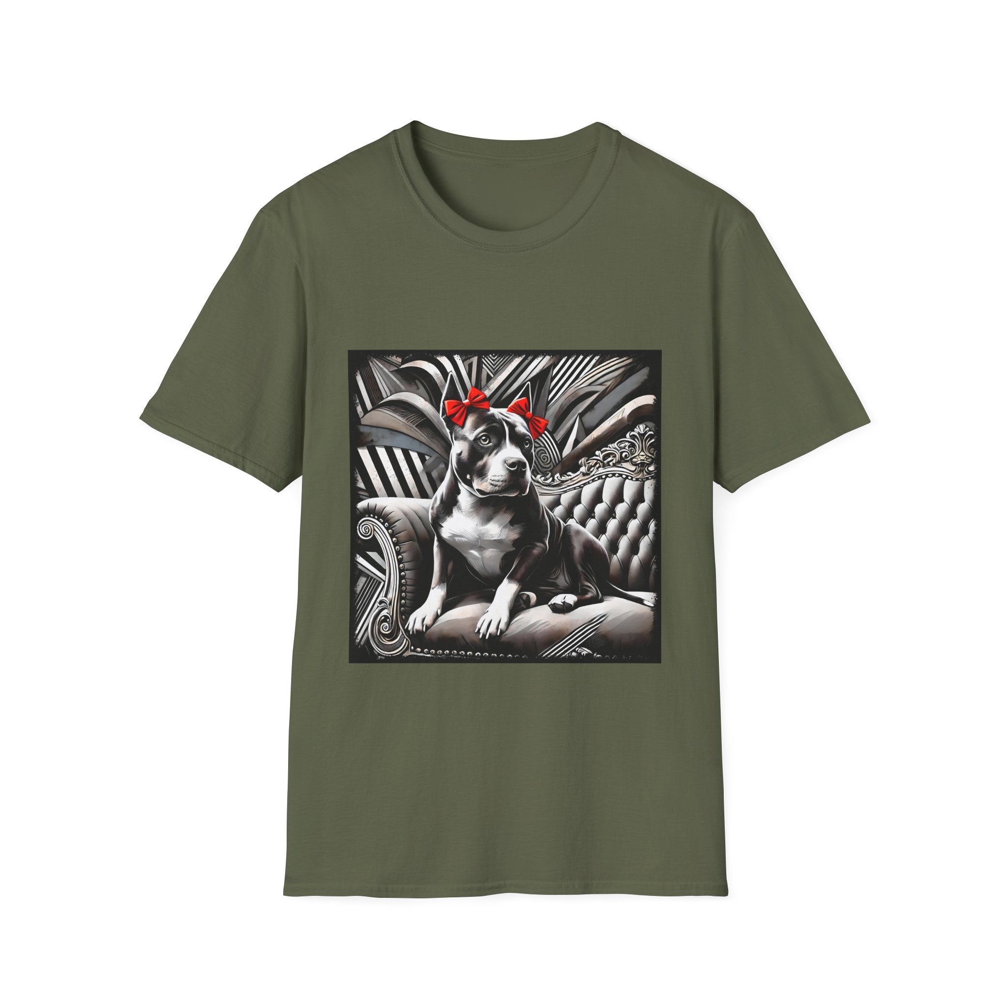 American Pit Bull Terrier Shirt | B&W Red Bow Dog Lover Tee