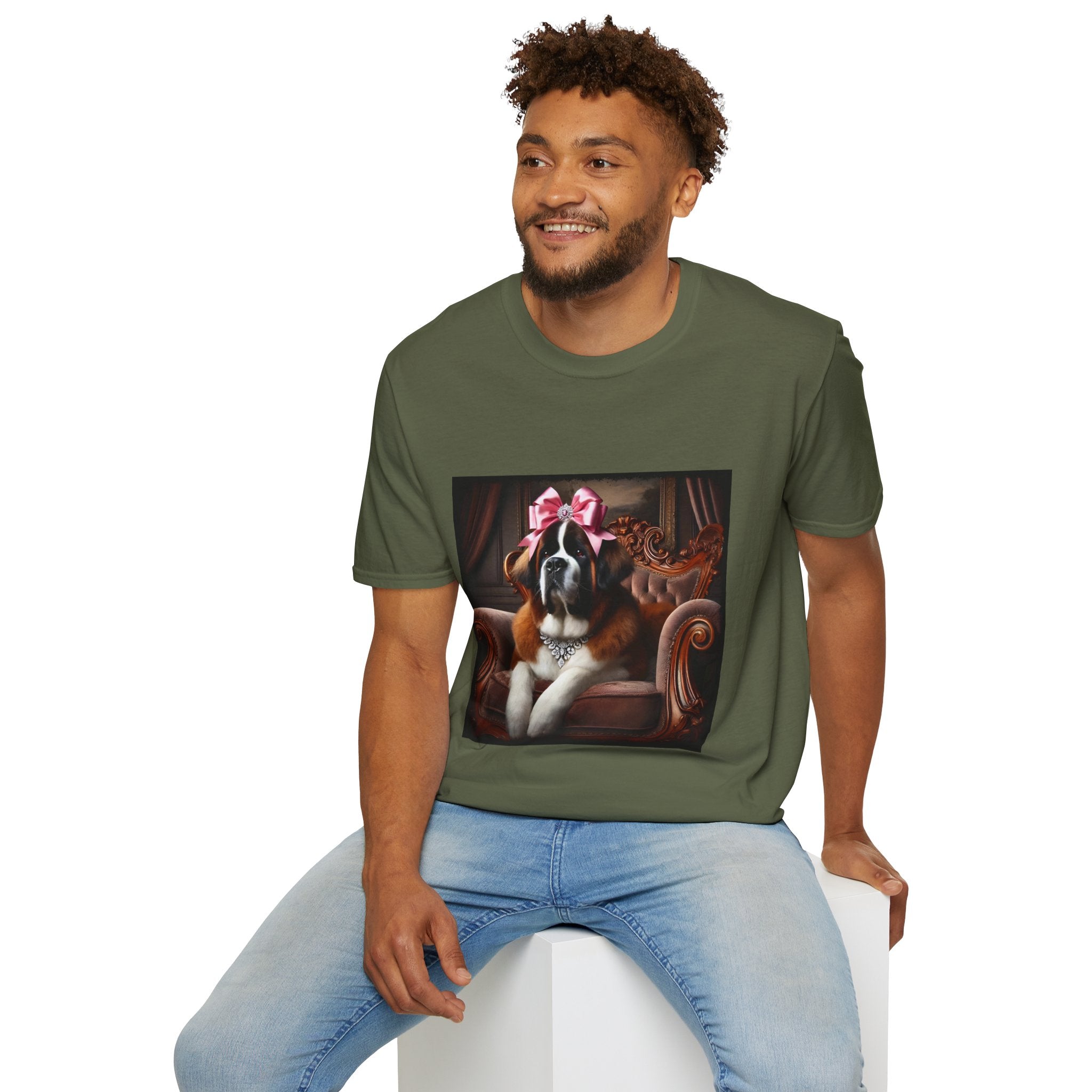 Saint Bernard Pink Bow Princess | Unisex Dog T-Shirt