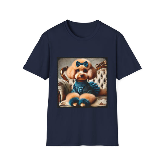 Poodle Trendy Tail design dog lover unisex t-shirt in navy