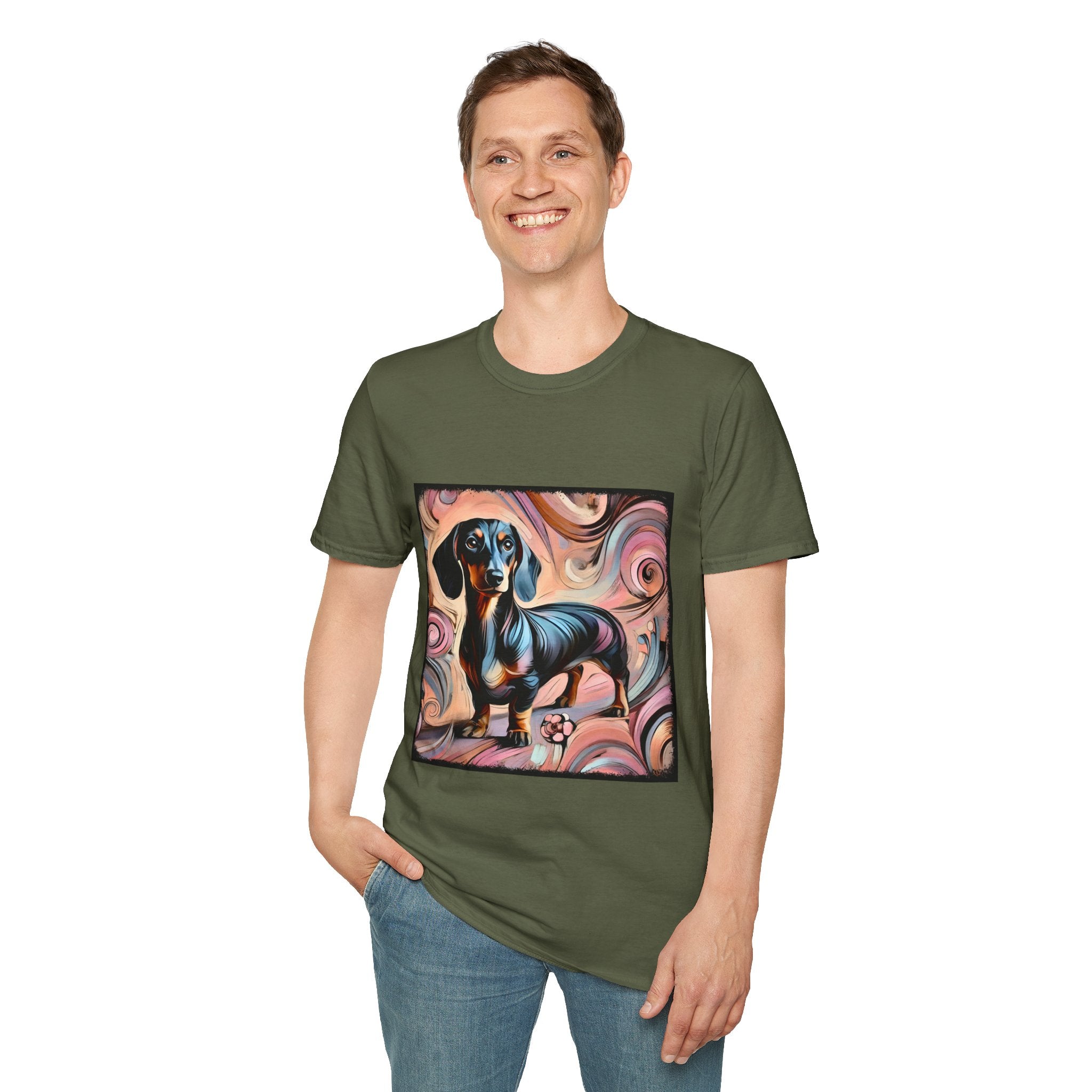 Dachshund Pink Swirl | Unisex Dog T-Shirt