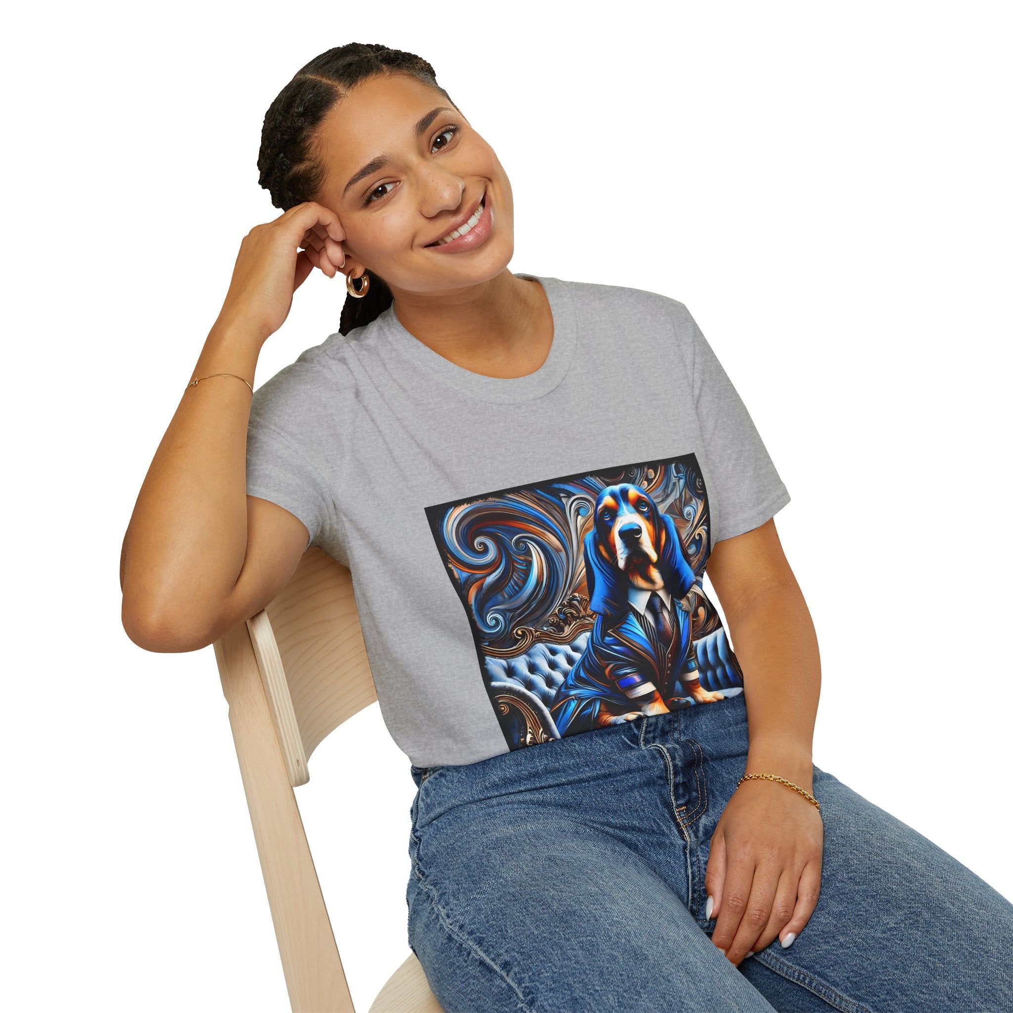 Basset Hound Bold Blue Feels | Unisex Dog T-Shirt