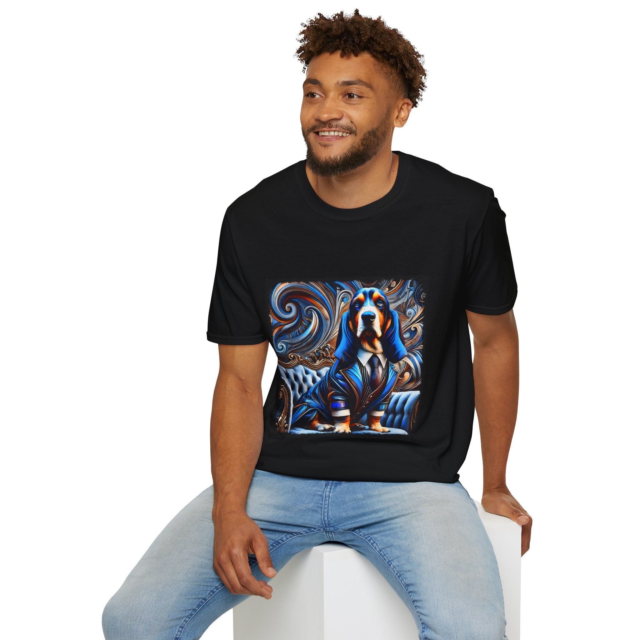 Basset Hound Bold Blue Feels | Unisex Dog T-Shirt