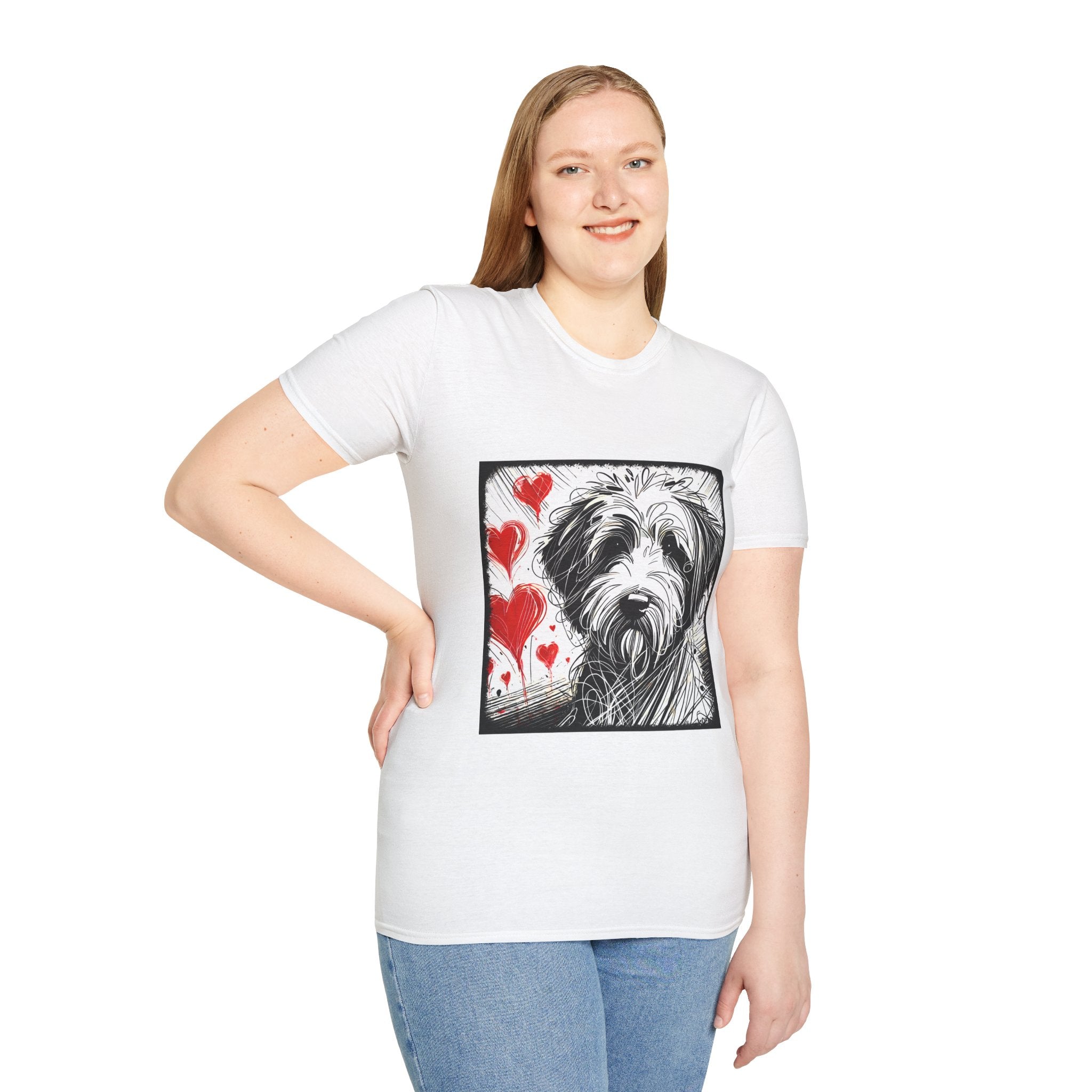 Sheepadoodle Bold Heart Sketch | Unisex Dog T-Shirt