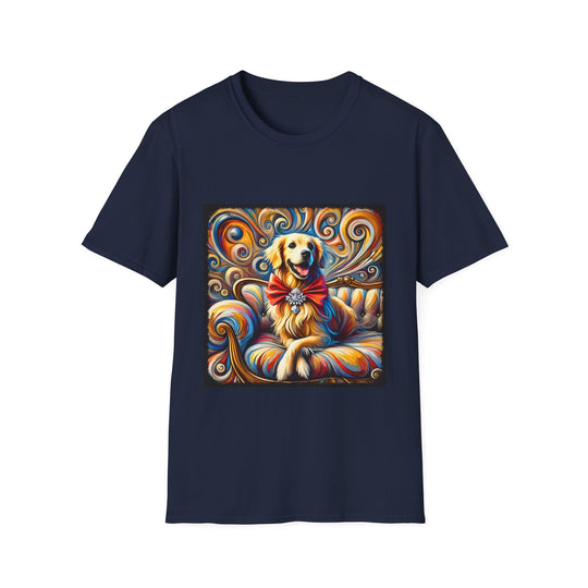 Golden Retriever Happy Dog Swirl design dog lover unisex t-shirt in navy