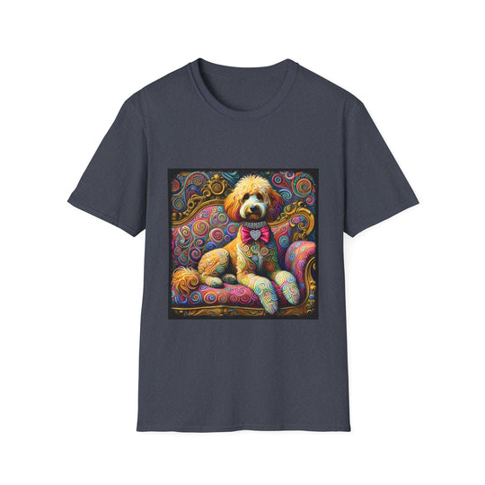 Goldendoodle Love Swirl design dog lover unisex t-shirt in heather navy