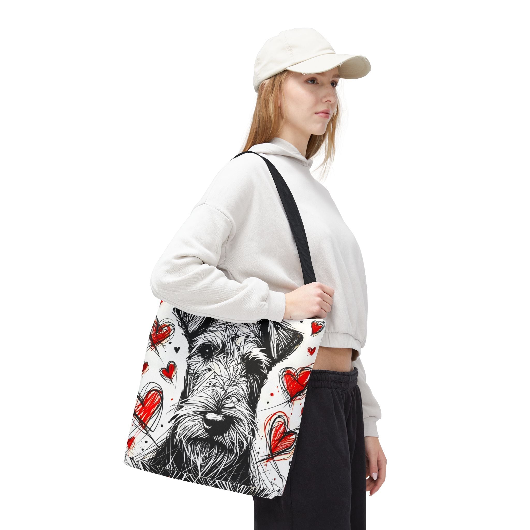 Airedale Terrier Tote Bag | Heart Sketch Dog Lover Gift
