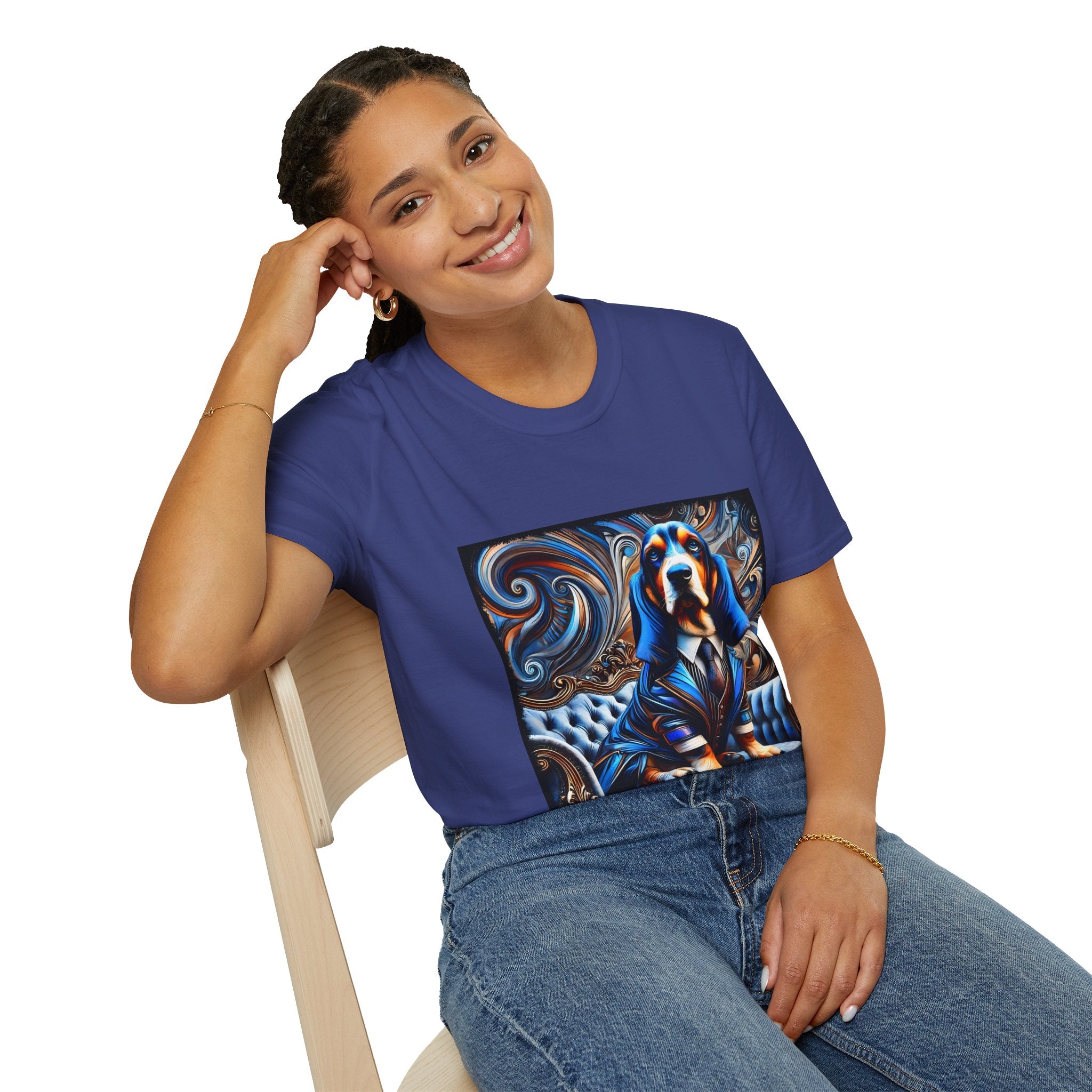 Basset Hound Bold Blue Feels | Unisex Dog T-Shirt