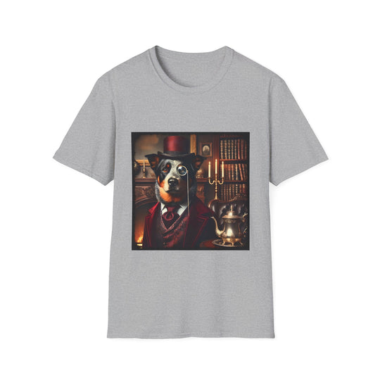 Australian Cattle Dog Mister Monacle design dog lover unisex t-shirt in sport grey